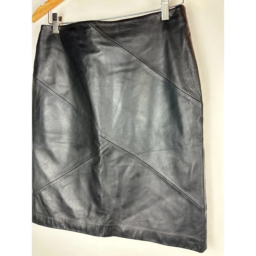 Valerie Stevens Separates 100% Leather Skirt Soft Black Pencil 90's Y2K Size 8 - Picture 11 of 15